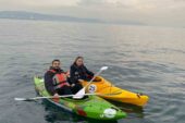 Kano meraklısı vatandaşlar İstanbul Boğazı’nın serin sularında manzaranın tadını çıkarıyor