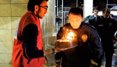 ‘Kavga var’ diye çağrılan polislere pasta sürprizi