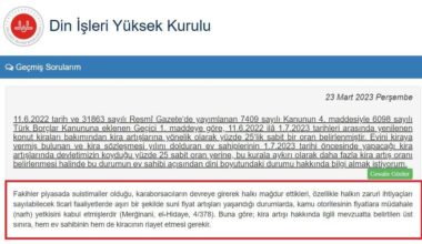 Trabzonlu kira artışı ile ilgili Din İşleri Yüksek Kurulu’na fetva başvurusunda bulundu, kurul cevabını siteden duyurdu