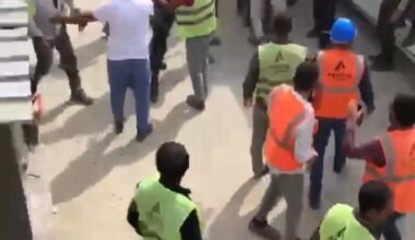 Şantiyede işçilerin meydan kavgası kamerada: İnşaat birbirine girdi