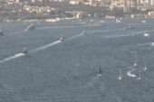 Türk donanmasının İstanbul Boğazı’ndan geçişi havadan görüntülendi