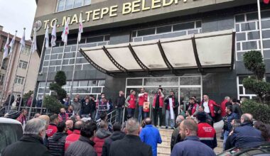 Maltepe’de maaşını az bulan belediye işçileri eylem yaptı