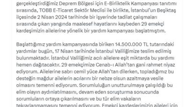 Ticaret Bakanı Bolat açıkladı: “Beşiktaş’taki yangın faciasında hayatını kaybeden 29 işçi için 14 milyon 500 bin TL toplandı”