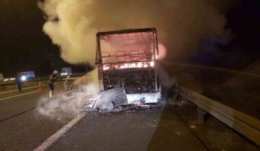 Ankara’da yolcu otobüsü alev alev yandı