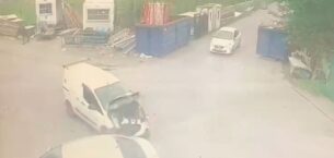 Arnavutköy’deki trafik kazaları güvenlik kamerasında
